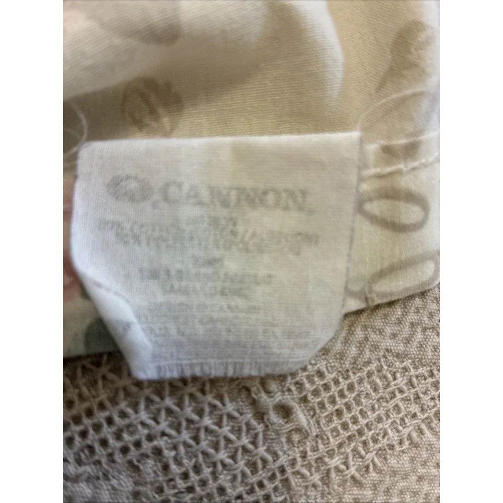 Vintage Cannon No Iron King Sheet Set 4 Piece Floral Flat Fitted 2 Pillowcases